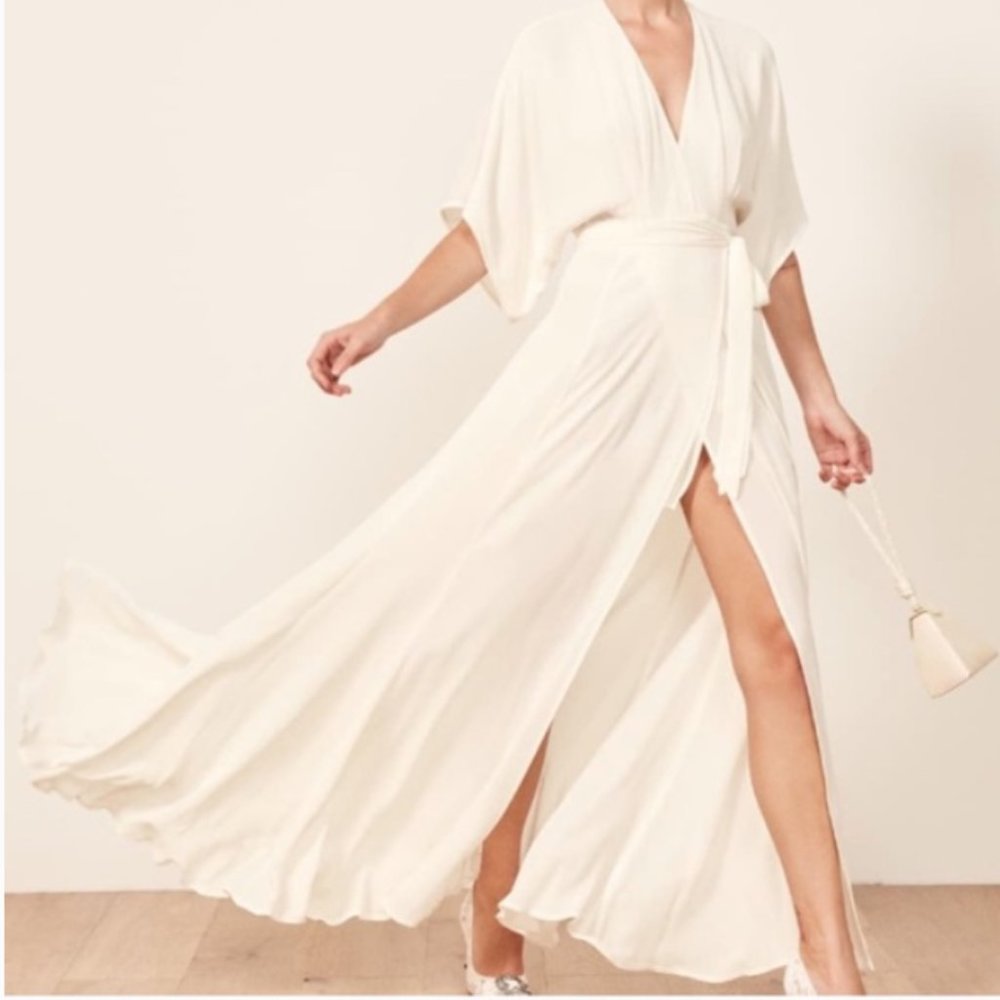 NWT REFORMATION Winslow Maxi Wrap Dress in Cream, Size 10